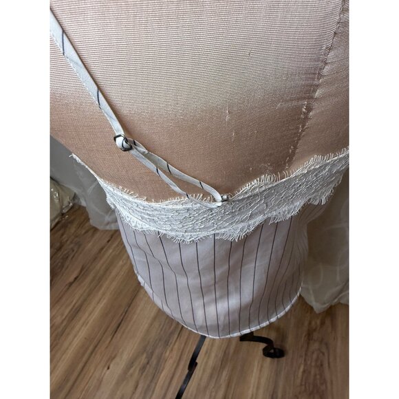 Abercrombie & Fitch Womens Striped Lace Trim Tank Top S White Navy Coquette Y2K - Picture 12 of 14